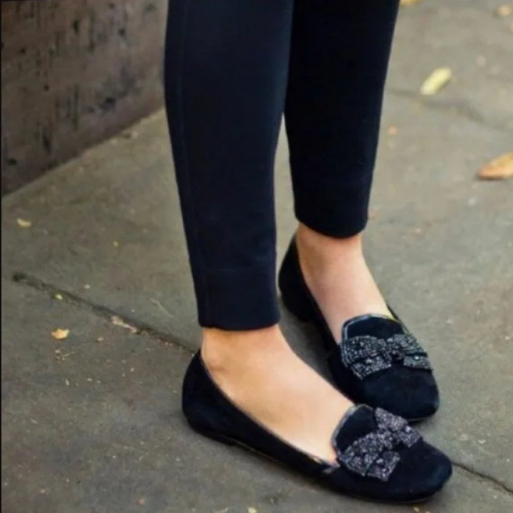Tory Burch Carissa Smoking Slipper in Black Suede